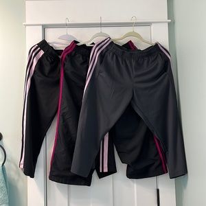 Lot of 3 gently worn ADIDAS women’s capri pants size M medium black gray pink